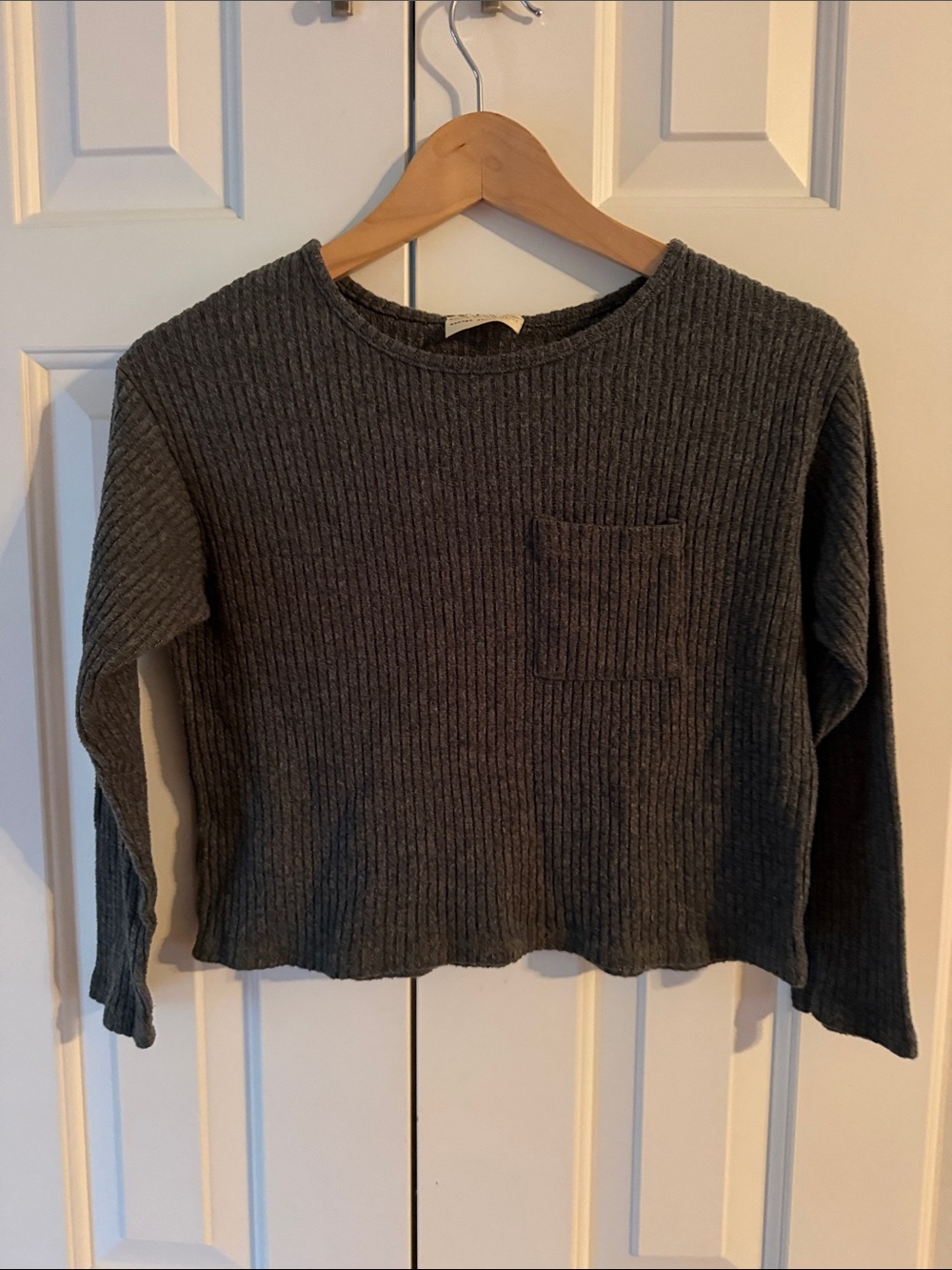 enough about me... Ribbed Crewneck Sweater - Charcoal Gray